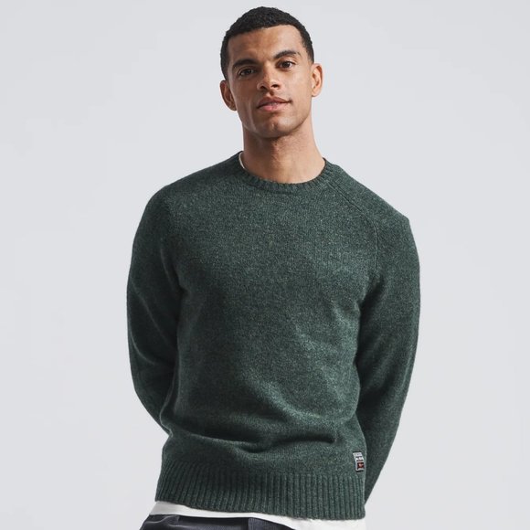 Shetland Wool Crewneck Dark Green Sweater - Picture 4 of 9